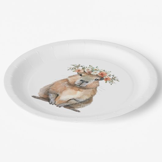 Capybara Baby Shower • Oh Baby Wildflower Papieren Bordje (Gekanteld)