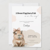 Capybara Baby Shower • Pink Bow Theme Kaart (Voorkant)