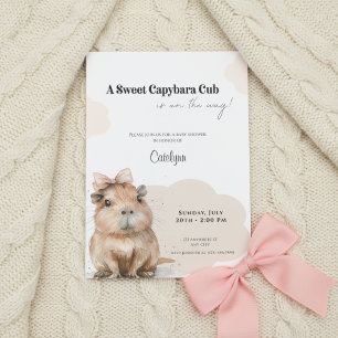 Capybara Baby Shower • Pink Bow Theme Kaart