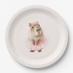 Capybara Baby Shower Plate • Woodland Girl Theme Papieren Bordje