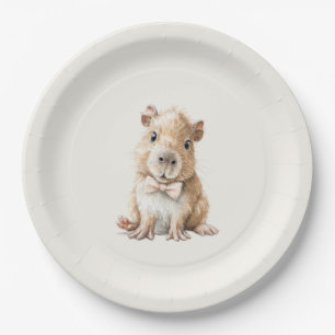 Capybara Baby Shower Plate • Woodland Girl Theme Papieren Bordje