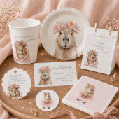 Capybara Baby Shower  Ronde Sticker