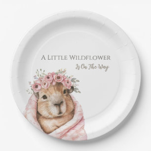 Capybara Baby Shower • Wildflower Paper Plate Papieren Bordje
