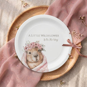 Capybara Baby Shower • Wildflower Paper Plate Papieren Bordje