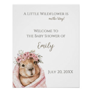 Capybara Baby Shower • Wildflower Sign Perfect Poster