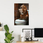 Capybara-badkamerprint, Grappige dierlijke wandkun Poster (Thuiskantoor)