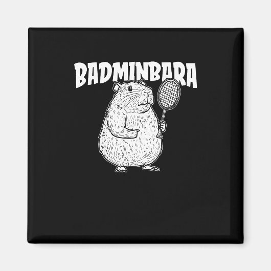 Capybara Badminton Shuttle - speler racket badminb Magneet (Voorkant)