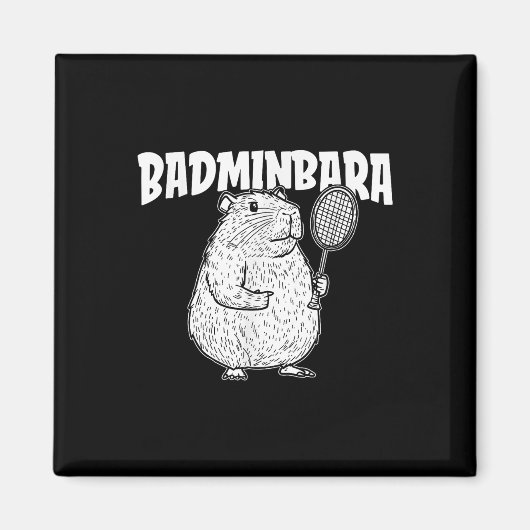 Capybara Badminton Shuttle - speler racket badminb Magneet (Voorkant)