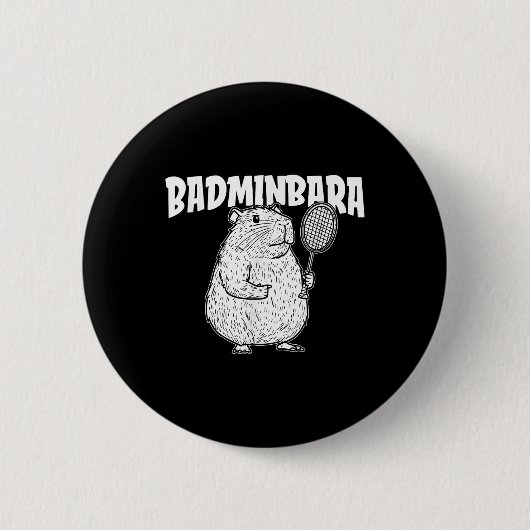 Capybara Badminton Shuttle - speler racket badminb Ronde Button 5,7 Cm (Voorkant)