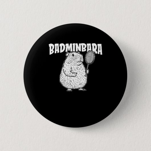 Capybara Badminton Shuttle - speler racket badminb Ronde Button 5,7 Cm (Voorkant)