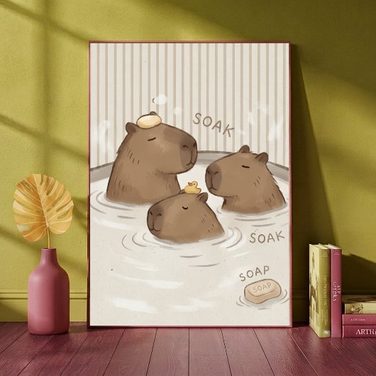 Capybara badtijd knuffeldier muurkunst poster