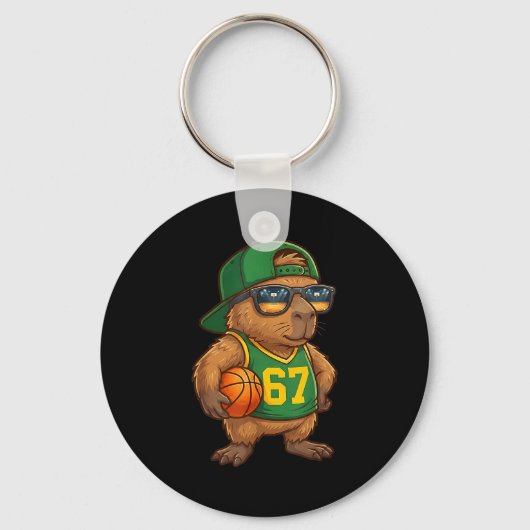 Capybara Basketbal 67 Gen Alpha Slang Srts Mannen Sleutelhanger (Voorkant)