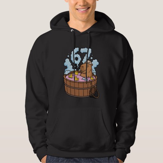 Capybara Bath Tub 67 Relaxed Funny Meme Animal Hoodie (Voorkant)