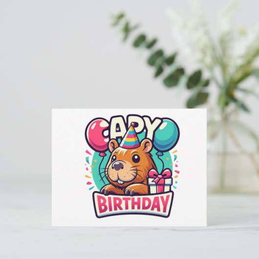 Capybara Birthday Bash - Eigenzinnig feestdier Briefkaart (Staand voorkant)