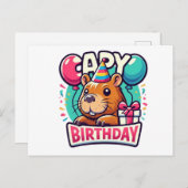 Capybara Birthday Bash - Eigenzinnig feestdier Briefkaart (Voorkant / Achterkant)