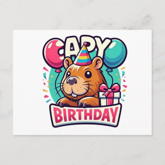 Capybara Birthday Bash - Eigenzinnig feestdier Briefkaart (Voorkant)