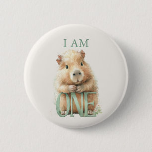Capybara Birthday Button • Cute Woodland Party