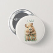 Capybara Birthday Button • Cute Woodland Party (Voorkant /achterkant)