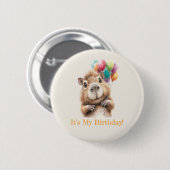 Capybara Birthday Button • Cute Woodland Party (Voorkant /achterkant)
