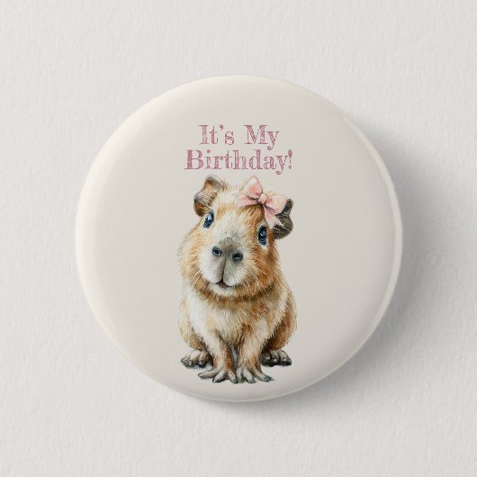 Capybara Birthday Button • Cute Woodland Party (Voorkant)
