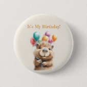 Capybara Birthday Button • Cute Woodland Party (Voorkant)