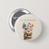 Capybara Birthday Button • Cute Woodland Party (Voorkant /achterkant)