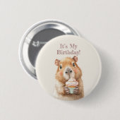 Capybara Birthday Button • Cute Woodland Party (Voorkant /achterkant)