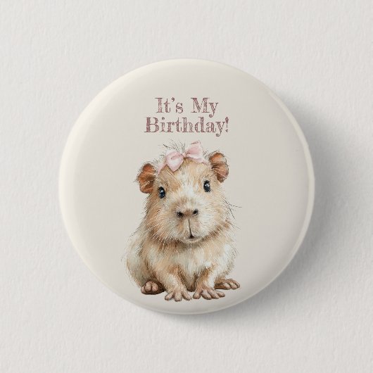 Capybara Birthday Button • Cute Woodland Party (Voorkant)