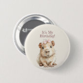 Capybara Birthday Button • Cute Woodland Party (Voorkant /achterkant)