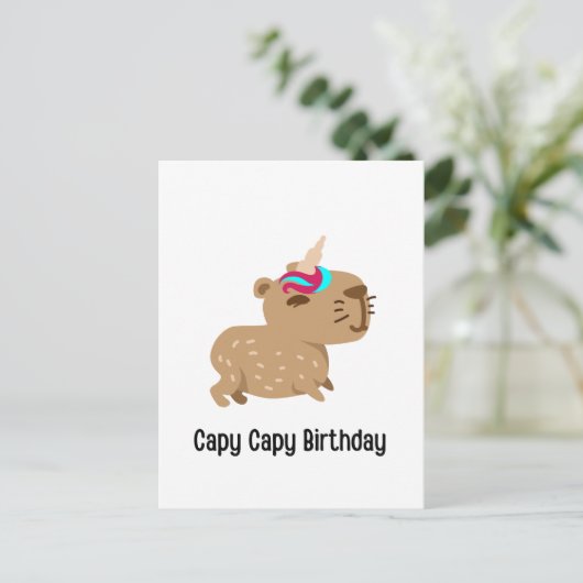Capybara Birthday Card, Capy Capy Birthday Briefkaart (Staand voorkant)