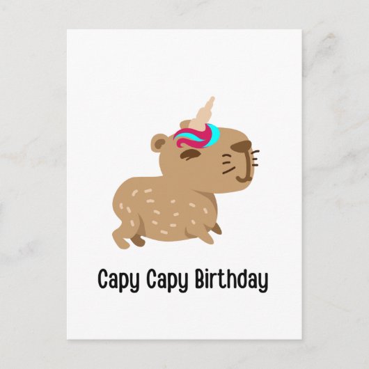 Capybara Birthday Card, Capy Capy Birthday Briefkaart (Voorkant)