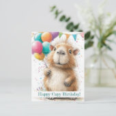Capybara Birthday Card • Cute Balloon Design Briefkaart (Staand voorkant)