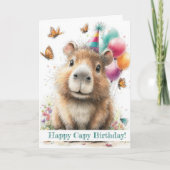 Capybara Birthday Card • Cute Balloon Design Kaart (Voorkant)