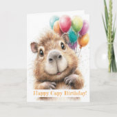 Capybara Birthday Card • Cute Balloon Design Kaart (Voorkant)