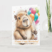 Capybara Birthday Card • Cute Balloon Design Kaart (Voorkant)