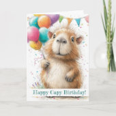 Capybara Birthday Card • Cute Balloon Design Kaart (Voorkant)