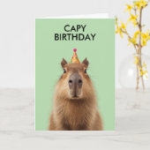 Capybara Birthday Celebration Kaart (Gele Bloem)
