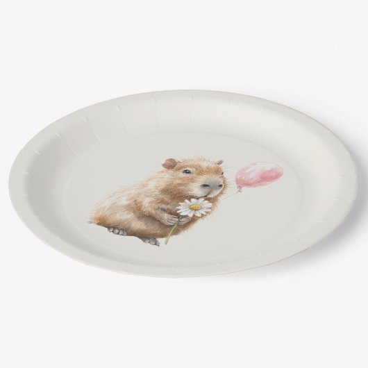 Capybara Birthday • Cute Animal Party Supply Papieren Bordje (Gekanteld)