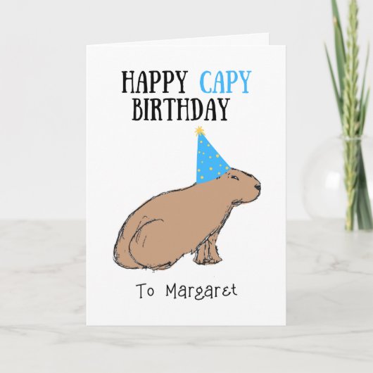 Capybara Birthday Hand-Drawn Cute Animal Wildlife Kaart (Voorkant)