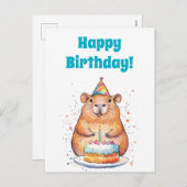 Capybara Birthday, Happy Birthday Flat Holiday Kaa Feestdagenkaart (Voorkant / Achterkant)