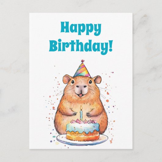 Capybara Birthday, Happy Birthday Flat Holiday Kaa Feestdagenkaart (Voorkant)
