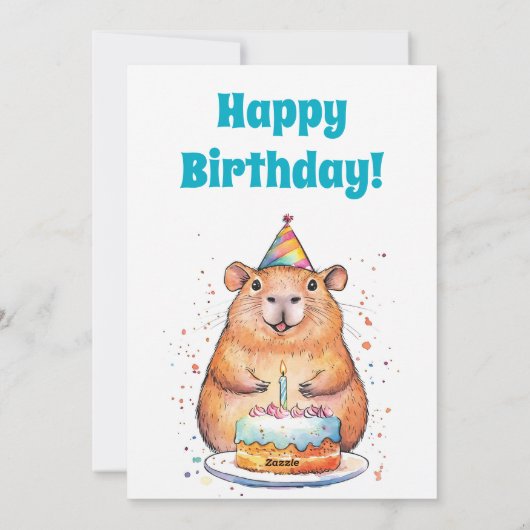 Capybara Birthday, Happy Birthday Flat Holiday Kaa Feestdagenkaart (Achterkant)