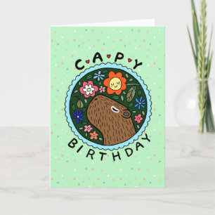Capybara Birthday happy capy jarig Floral Kaart