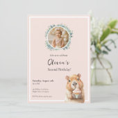 Capybara Birthday Invitation 2nd Aankondiging (Staand voorkant)