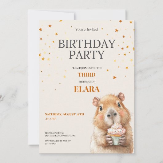 Capybara Birthday Invitation • 3rd Birthday Save The Date (Voorkant)