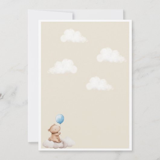 Capybara Birthday Invitation Cloud and Balloon Kaart (Achterkant)