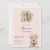 Capybara Birthday Invitation • Cute First Birthday (Voorkant)