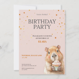 Capybara Birthday Invitation • Cute First Birthday Save The Date