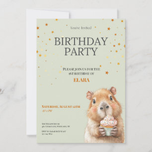 Capybara Birthday Invitation • Cute First Birthday Save The Date