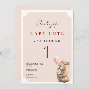 Capybara Birthday Invitation • First Birthday Part Kaart